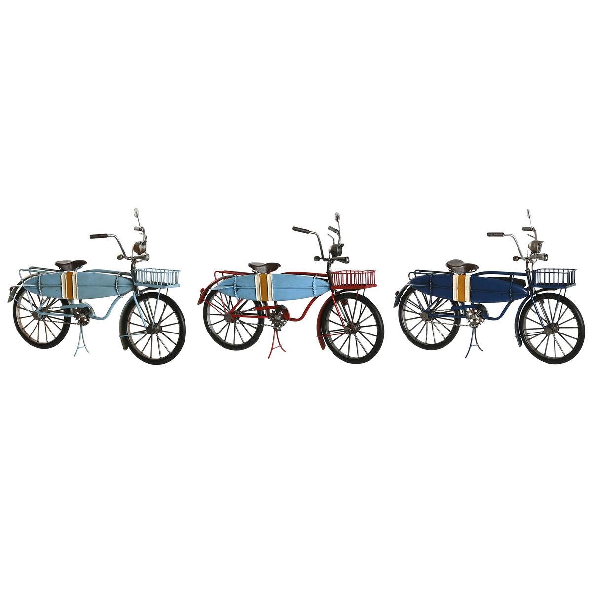 Dekorativ figur - cykel med surfbræt, blå/rød/marineblå, 30 × 13 × 22 cm (sæt af 3)