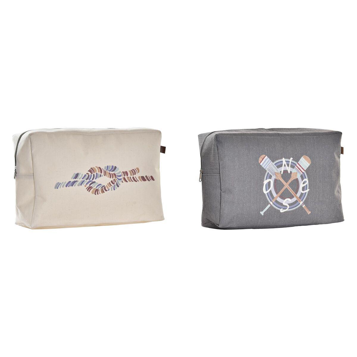 Toilettaske - grå/hvid, marine motiv (30 x 10 x 20 cm) - 2 stk.