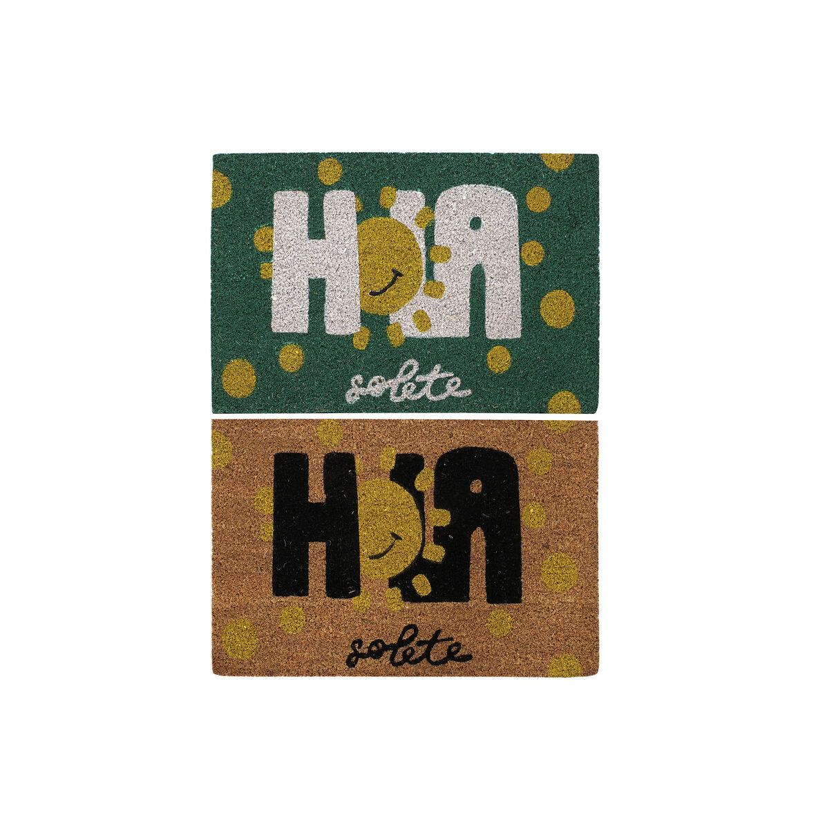 Dørmåtte i kokosfiber og gummi - 2 stk., sort/brun/hvid/grøn, 60 × 40 cm