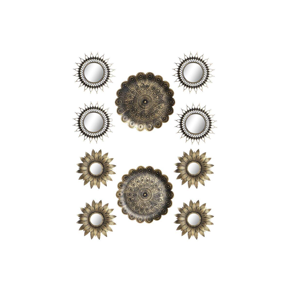 Sæt med vægspejle - Krystal/PP, gylden, 2 stk. (35 × 2 × 35 cm)