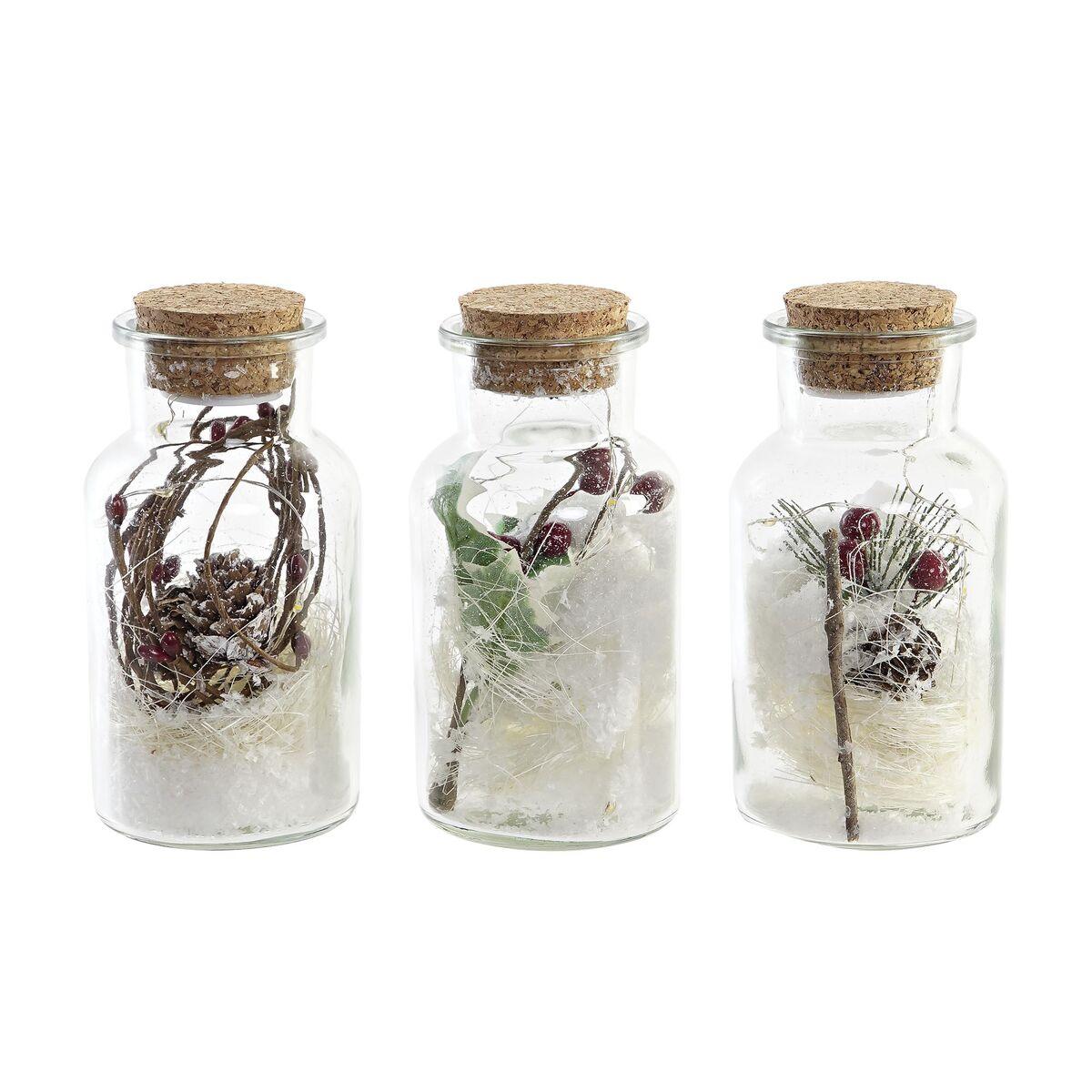 Lysdekoration med LED - Jul, Natur (6 × 6 × 14 cm) - 3 stk.