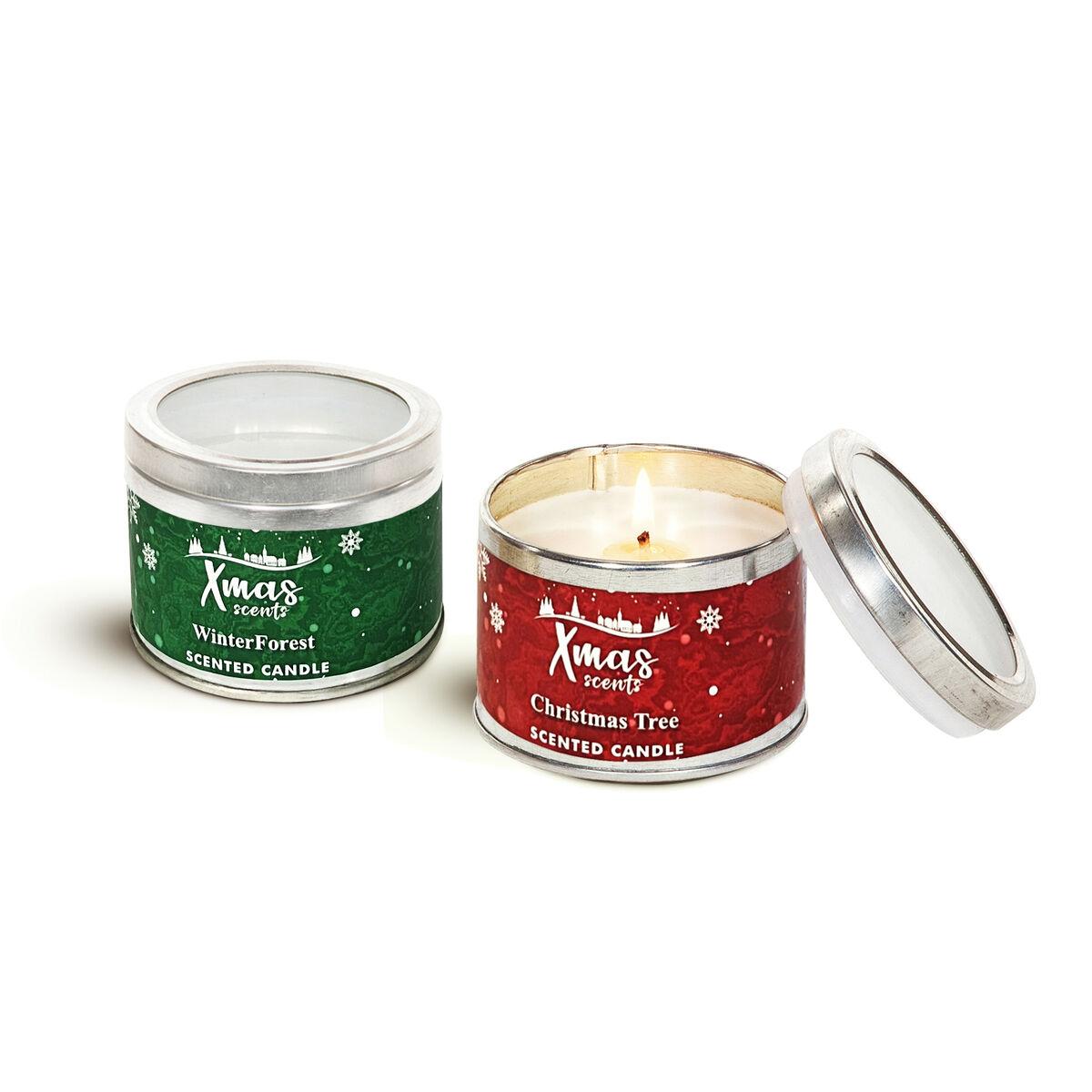 Lyssæt til jul - 2 duftlys i dåse (8 x 8 x 6 cm)