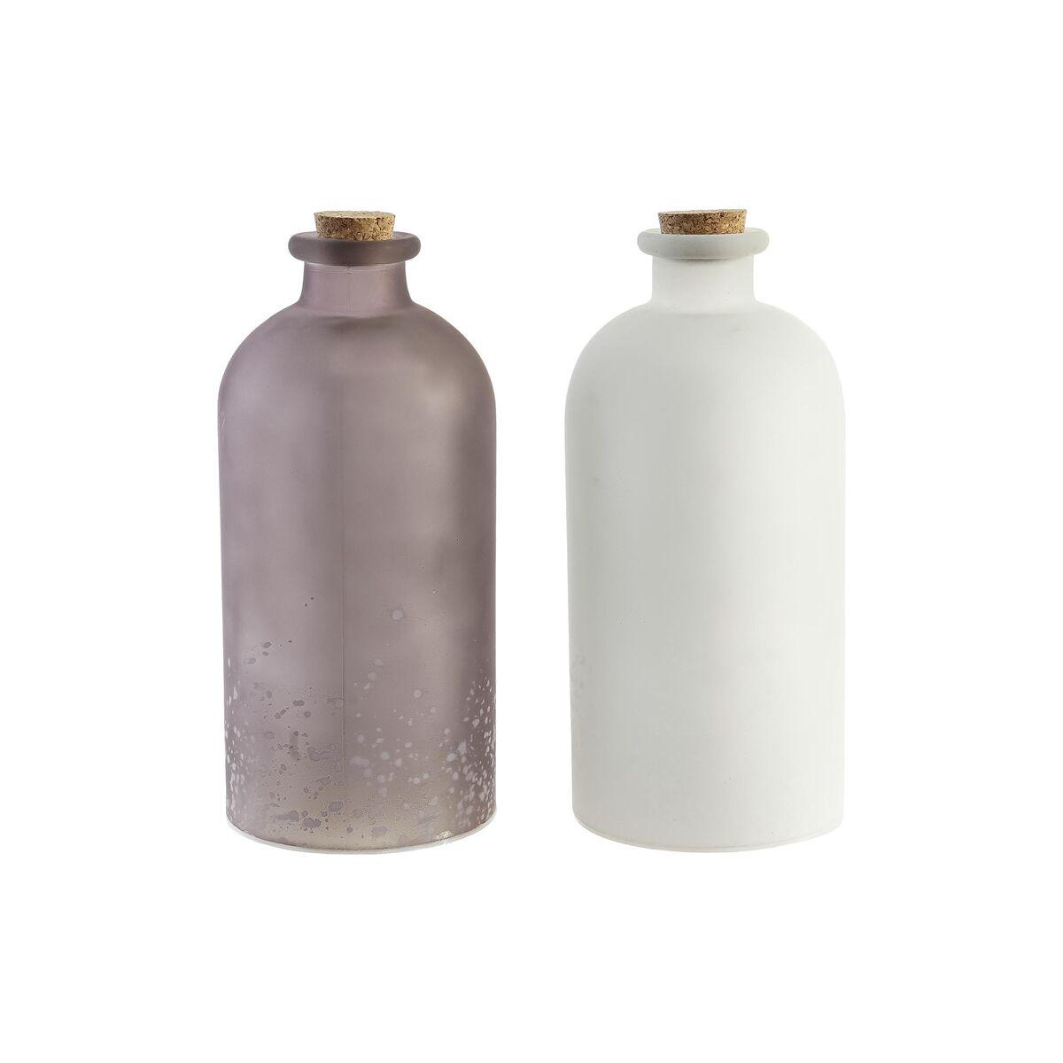 Lysdekoration - jul, brun/hvid, LED, 2 stk. (11 × 11 × 25 cm)