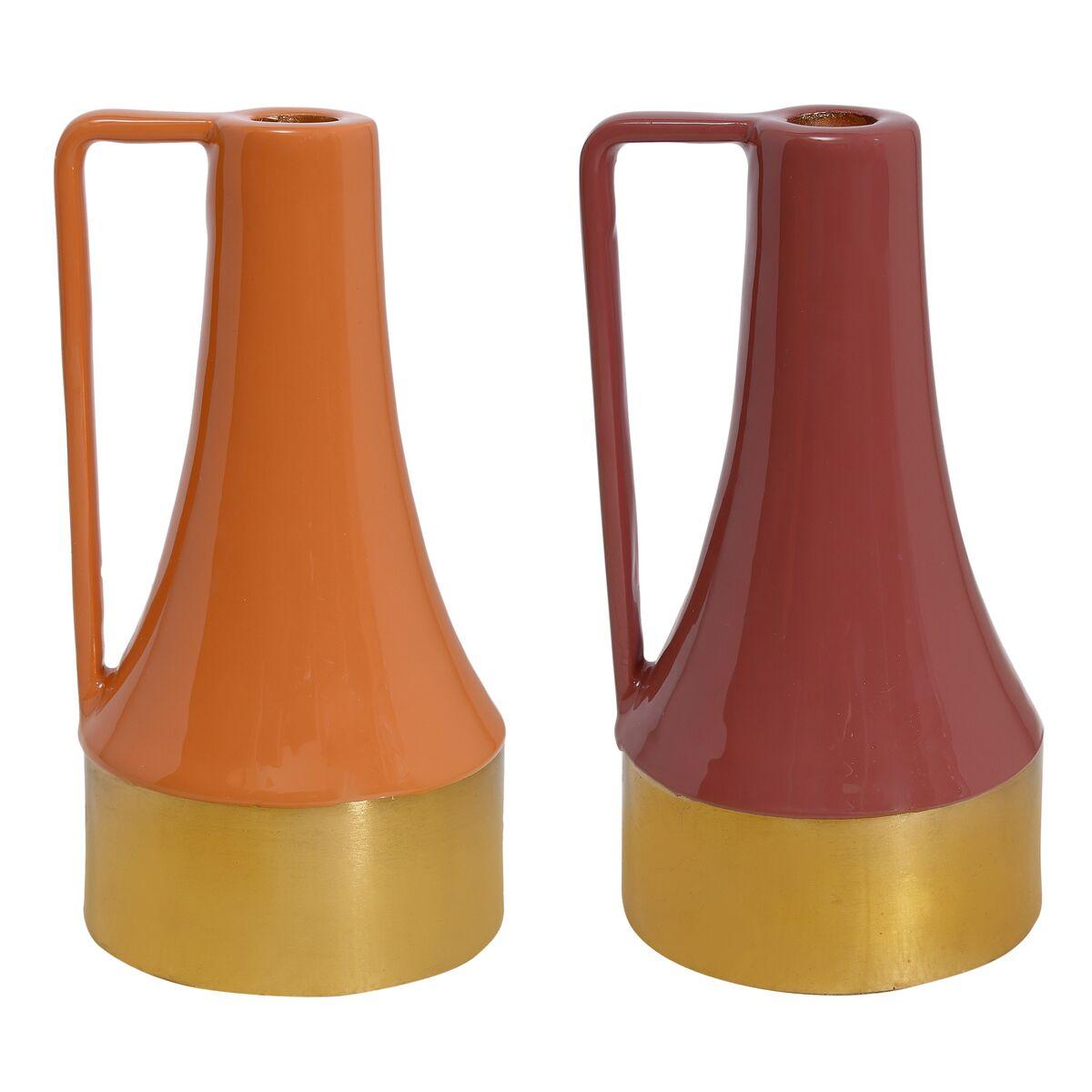 Lyseholder i lakeret metal 11 x 11 x 20 cm - sæt med 2