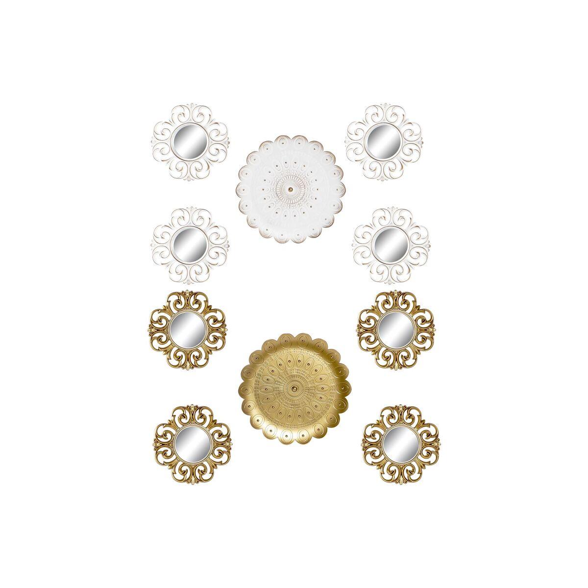 Vægspejle - sæt á 2, krystal-look, gylden/hvid, moderne afklædt, 35 x 2 x 35 cm