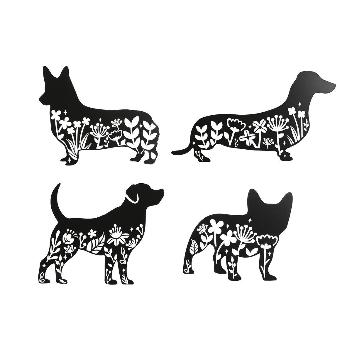Vægdekoration Home ESPRIT Sort Hund 40 x 1 x 33 cm (4 enheder)