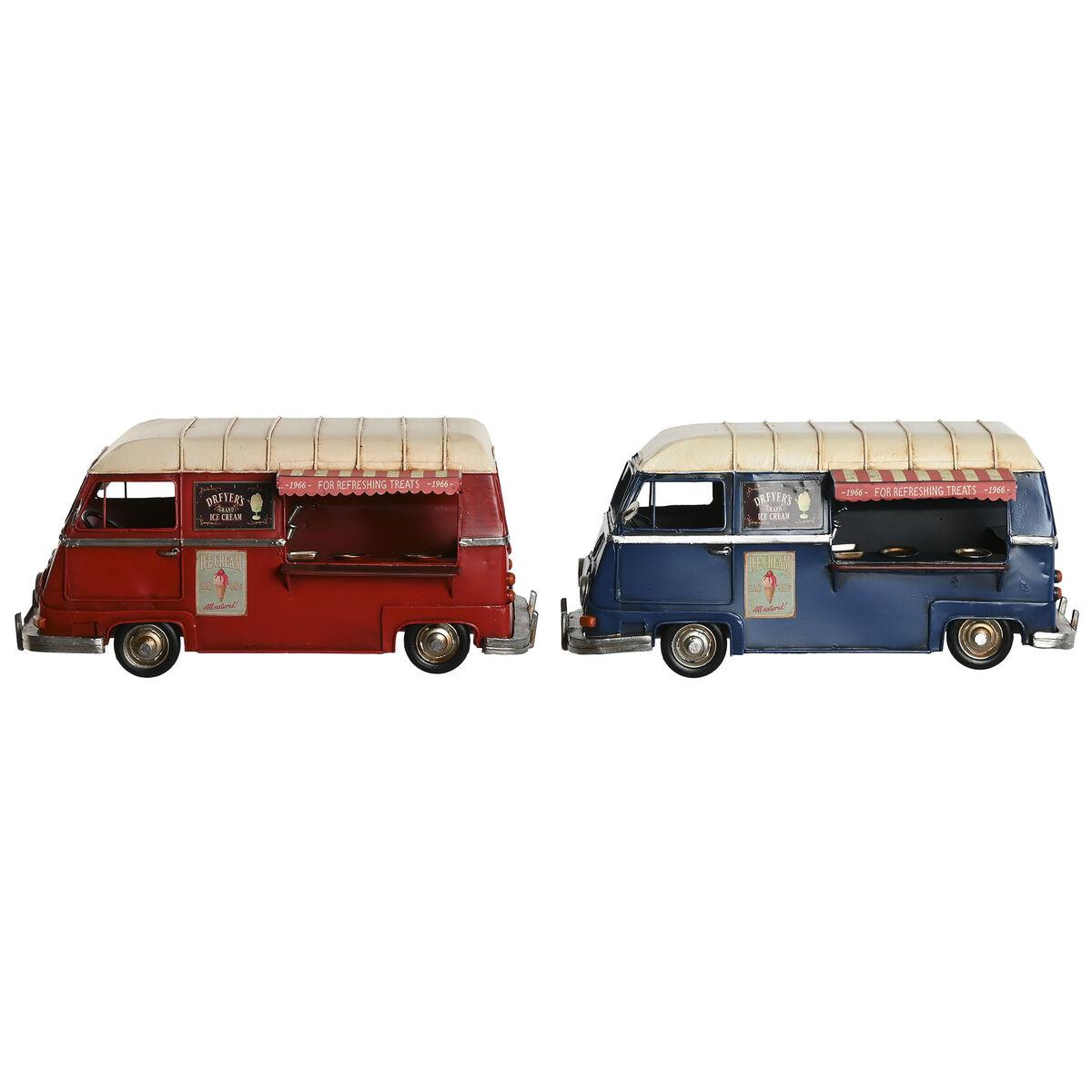 Dekorativ figur - vintage isbil, blå/rød/beige, 33 × 17 × 16 cm (sæt af 2)