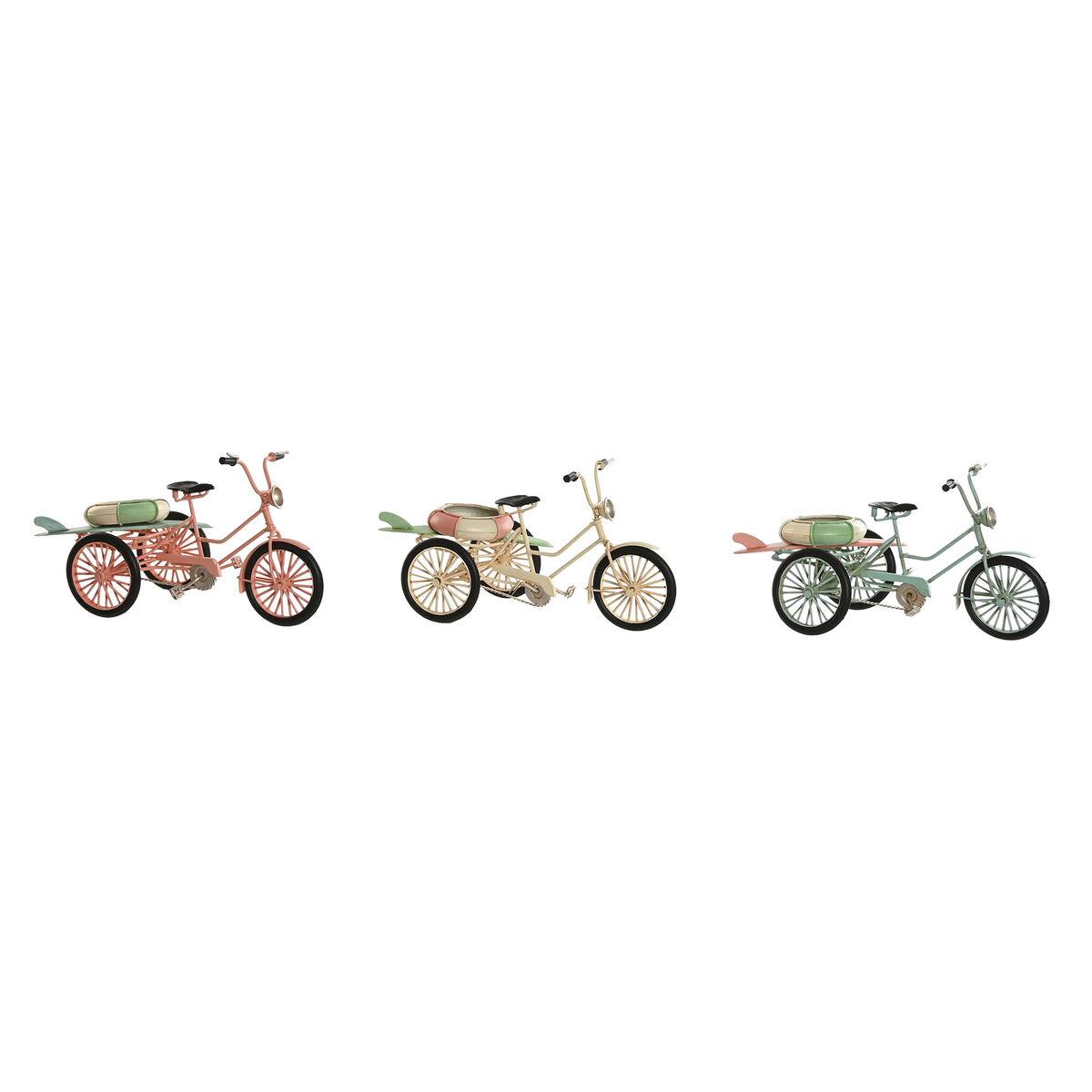 Dekorativ figur - vintage cykeltrio, blå/hvid/grøn/pink, 26,5 × 12 × 14 cm (3 stk.)