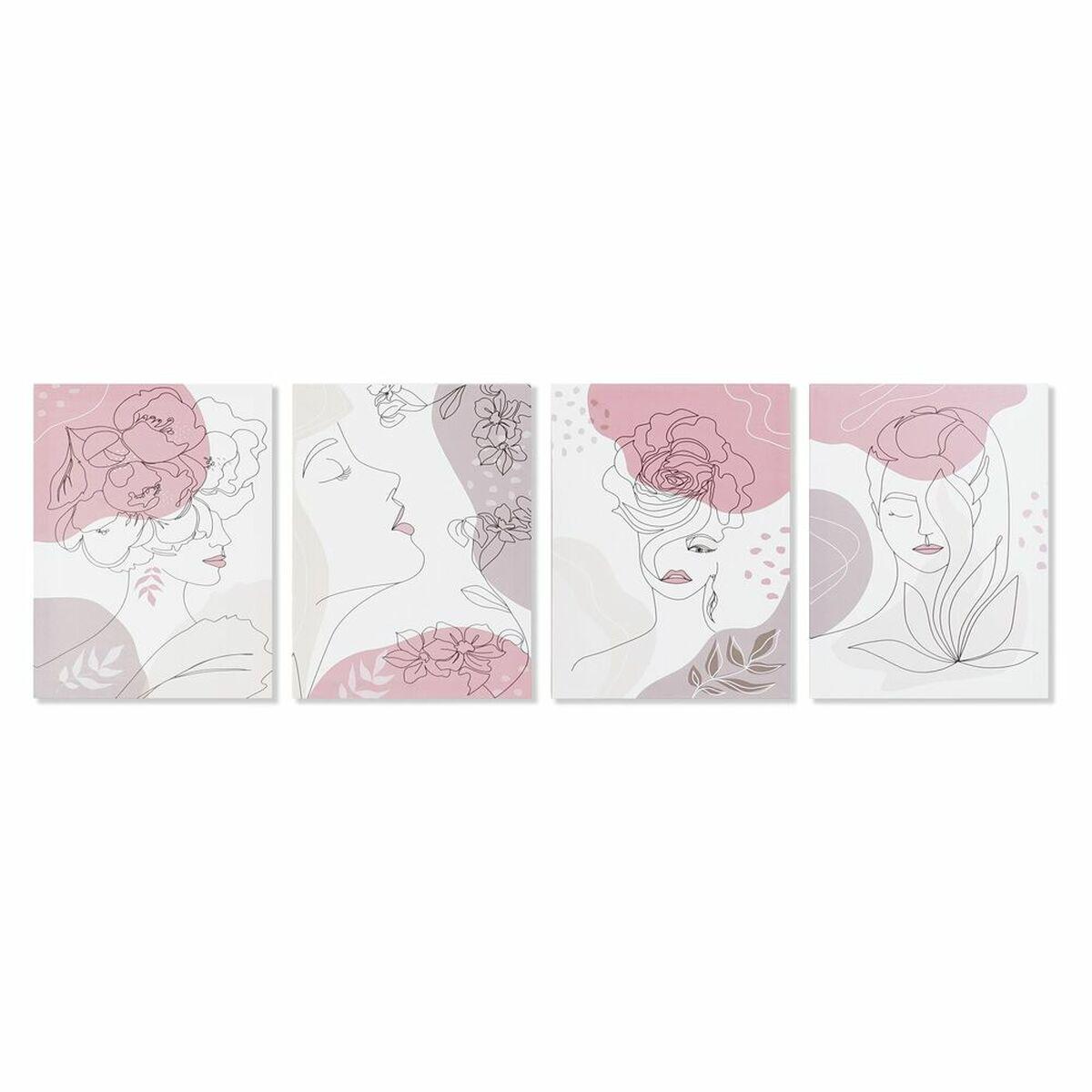 Lærredsmaleri - fyrretræ, 30 × 1,8 × 40 cm, beige/rosa