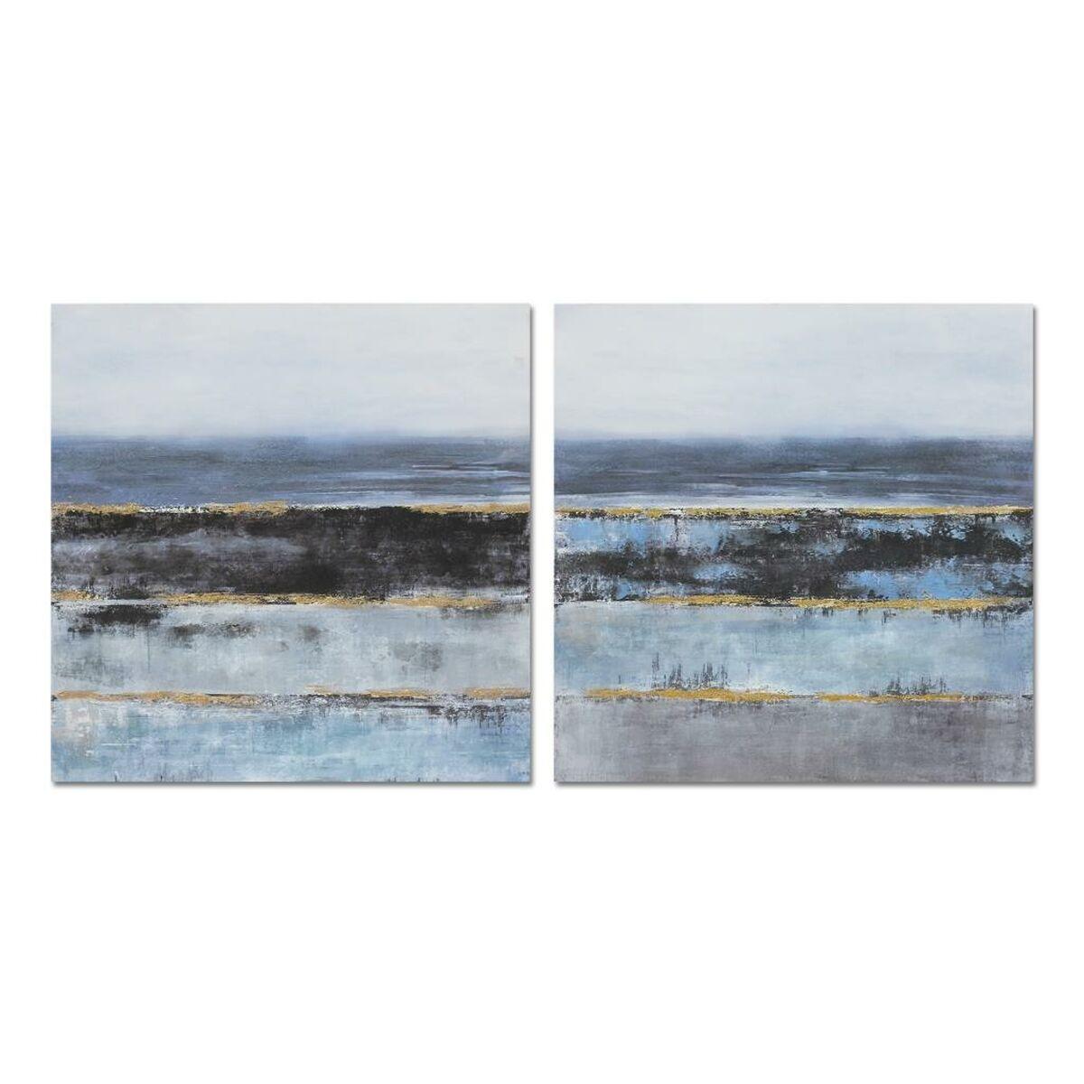 Lærred - Abstrakt moderne, blå, 80 × 80 cm (sæt af 2)