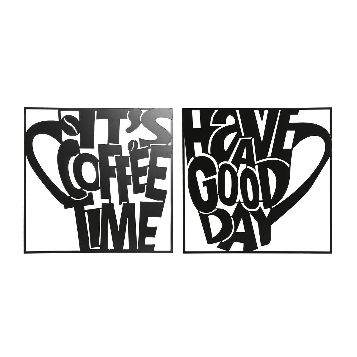 Vægdekoration - Sort vintage “Skodelica”, 44,5 x 44,5 cm (sæt af 2)