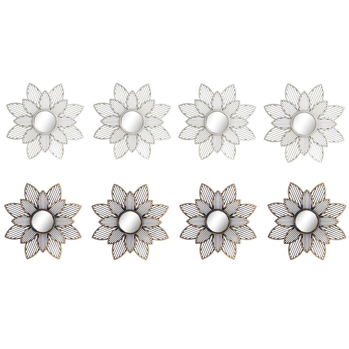 Vægspejle - sæt med 2 blomsterspejle, champagne/guld, 25 × 25 cm
