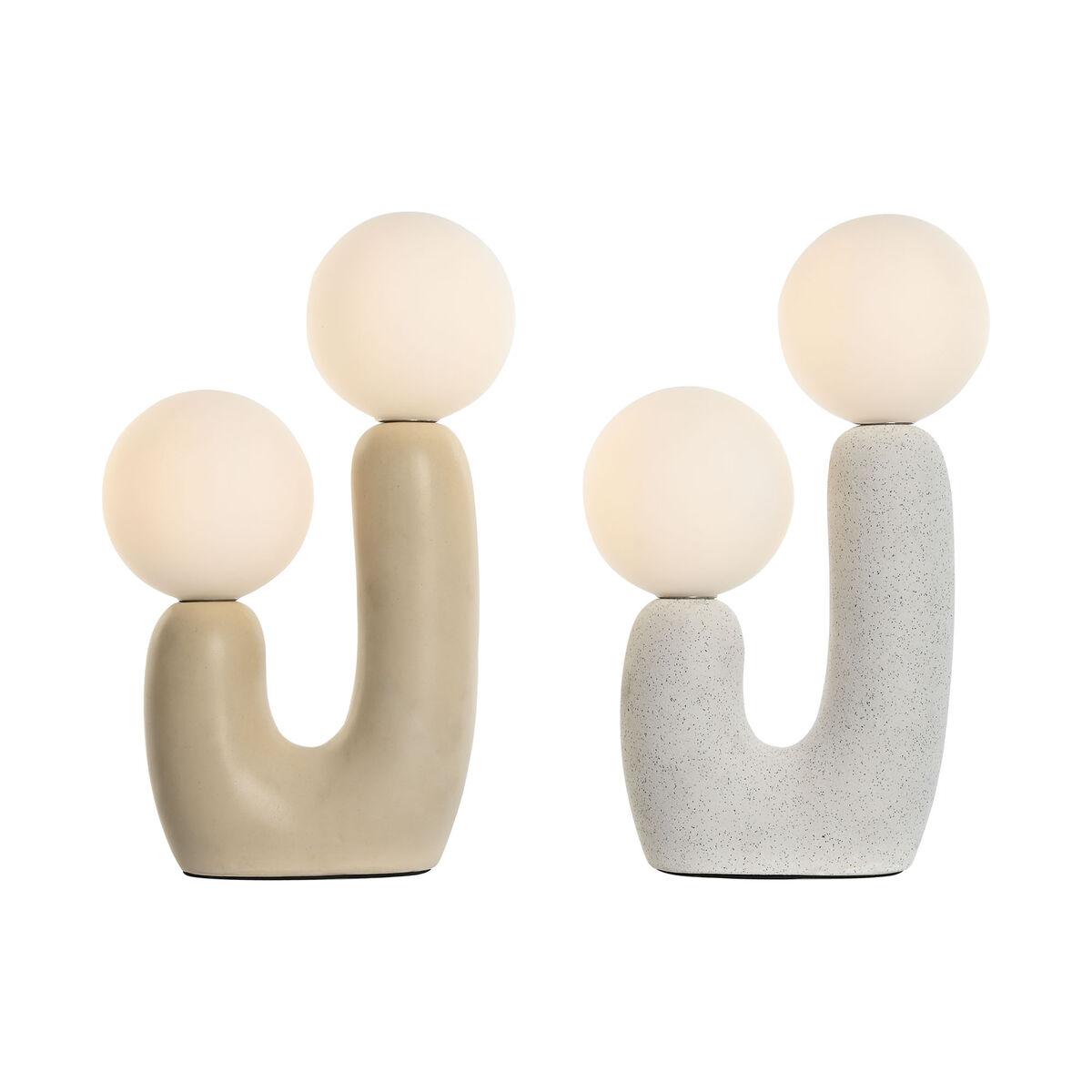 Bordlamper - hvid/beige keramik med krystal, 2 stk., 20 × 11 × 31 cm, G9, 220 V