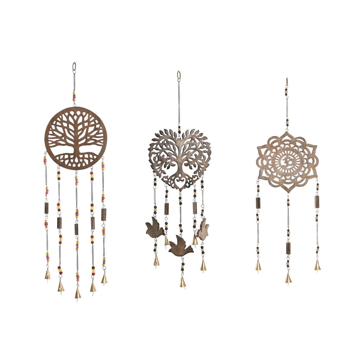 Dekorativ figur i mangotræ - Hjerte & Sol, brun, 20 x 20 x 61 cm, 3 stk.