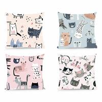 Pude DKD Home Decor Polyester Multifarvet Mikrofiber Katte (40 x 10 x 40 cm) (4 enheder)
