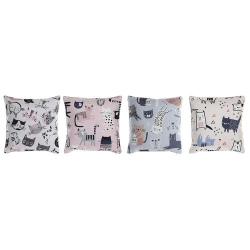 Pude DKD Home Decor Polyester Multifarvet Mikrofiber Katte (40 x 10 x 40 cm) (4 enheder)