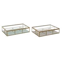 Smykkeskrin DKD Home Decor Krystal Metal Grøn Lysegrå (27 x 15 x 5,5 cm) (2 enheder)