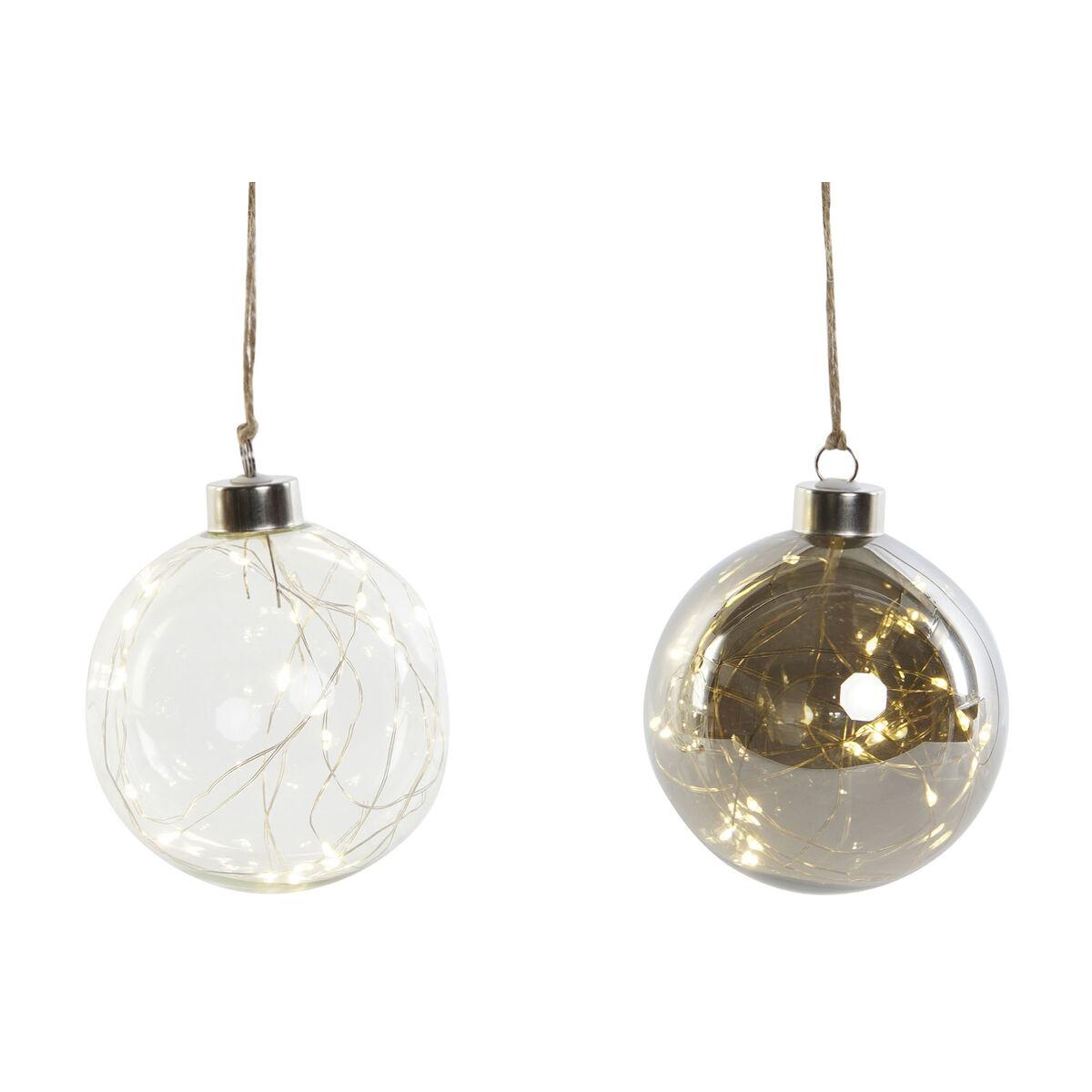 Hængende juledekoration i krystal med LED, gennemsigtig, 10 x 10 x 10 cm (2 stk.)