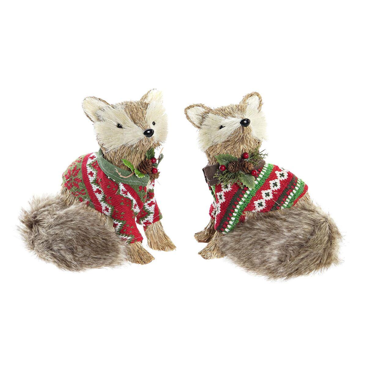 Julepynt - 2 stk. ræve i polyester (16 × 18 × 21 cm)