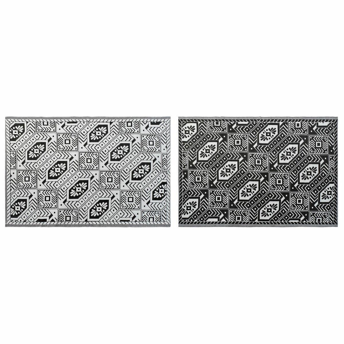 Tæppe - hvid/sort etnisk mønster, 2 stk. (150 × 210 cm)