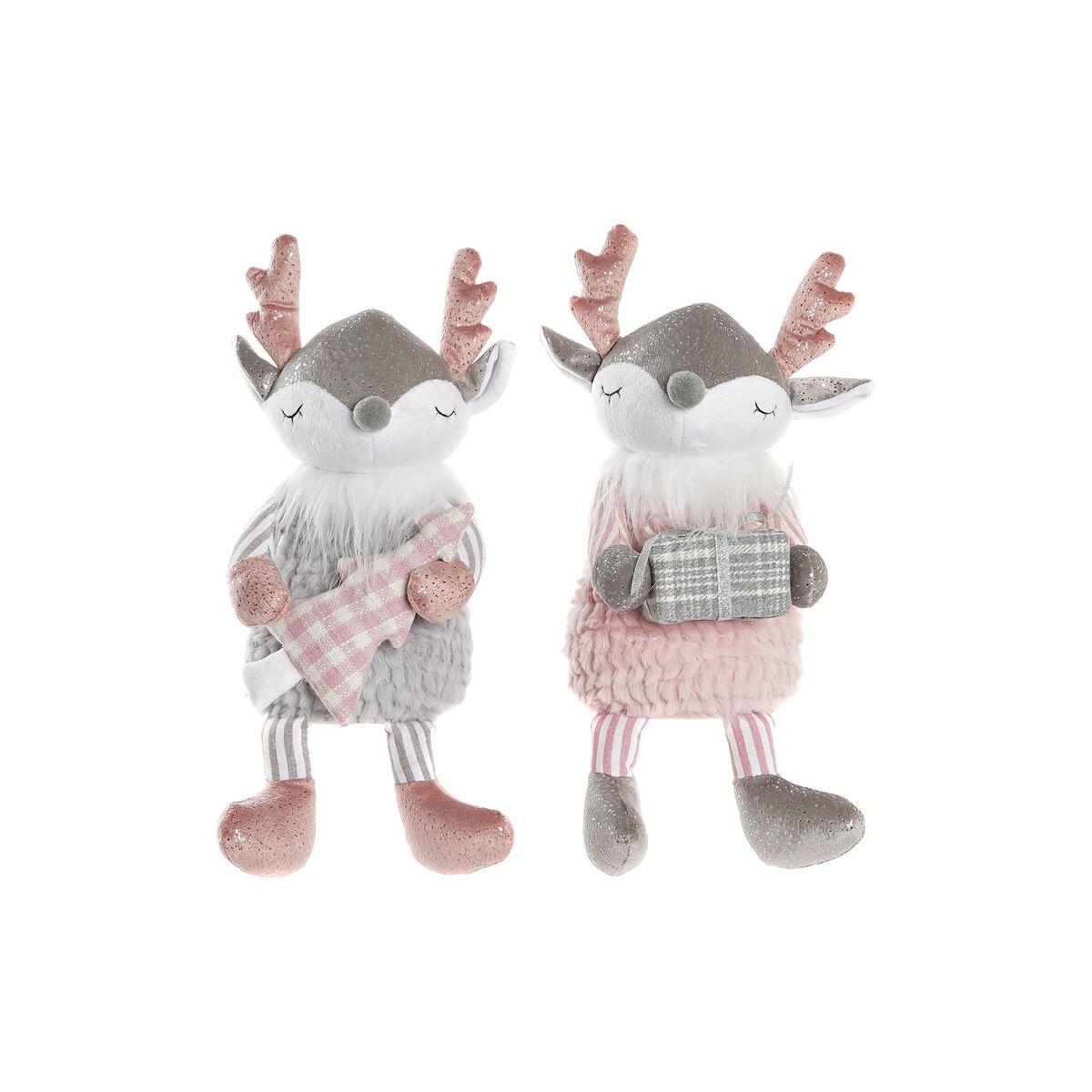 Dekorativ julefigur - 2 stk. hjorte i polyester (14 × 17 × 28 cm)