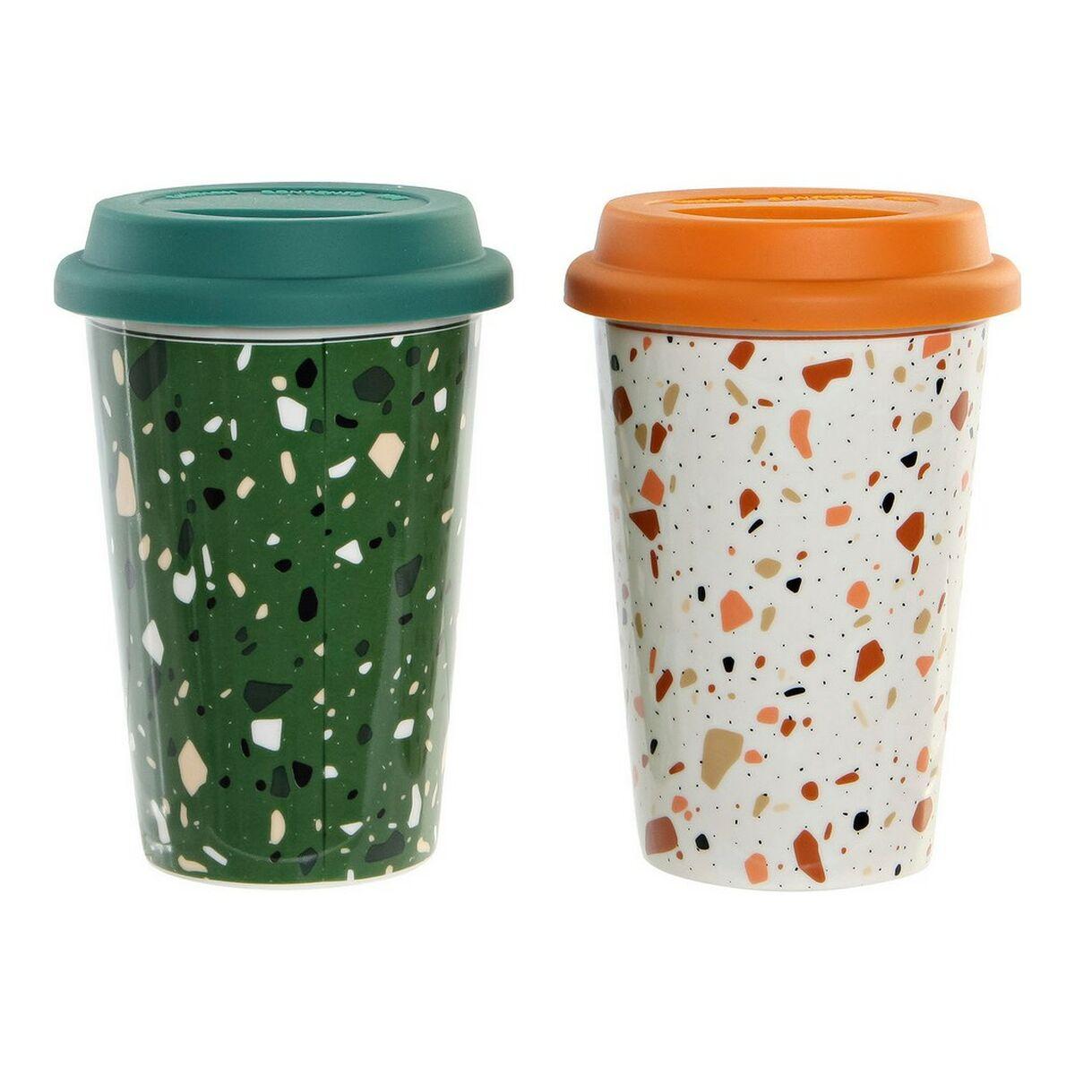 Krus med silikonelåg, terrazzo - porcelæn 400 ml (4 stk)