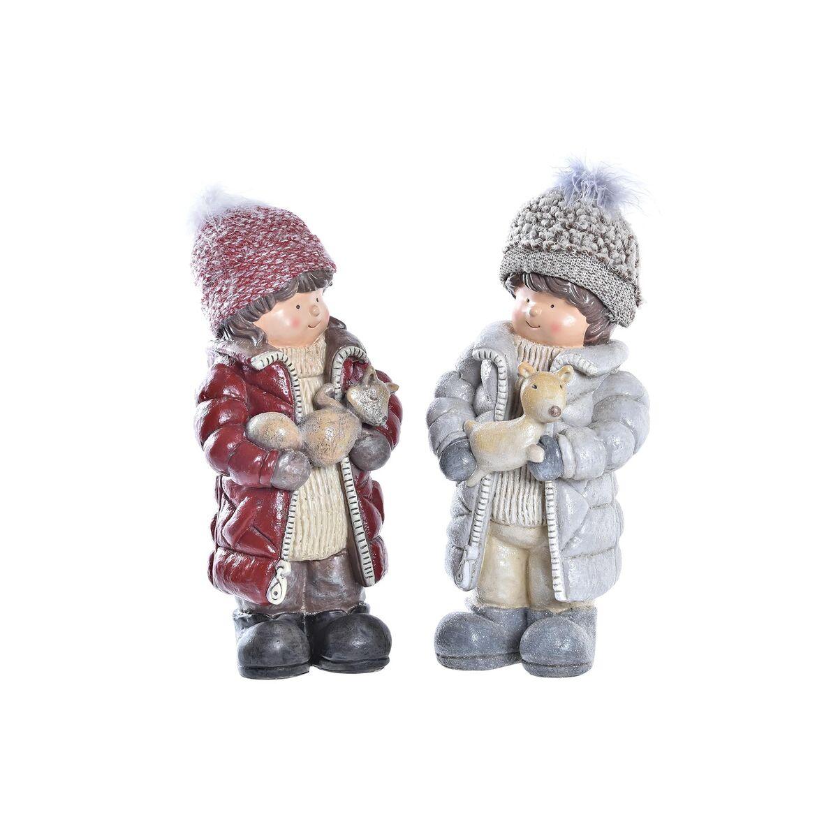 Julefigurer i polyester/harpiks - drenge, 2 stk. (15 x 12 x 35 cm)