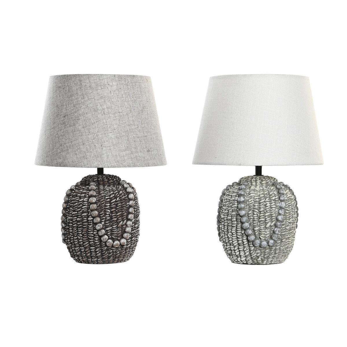 Bordlamper, sæt af 2 - sort/grøn stentøj, skærm i klæde, E27, 220 V, 50 W (24 × 24 × 34 cm)