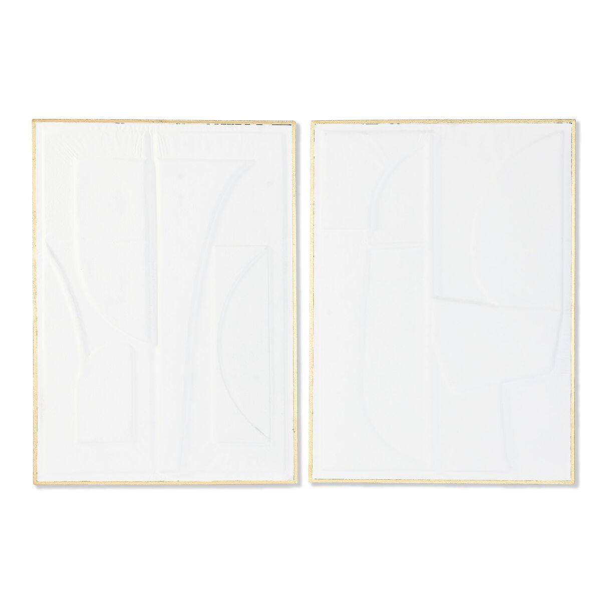 Vægdekoration - Hvid/Gylden abstrakt, 72,7 × 2,5 × 100,5 cm (sæt af 2)