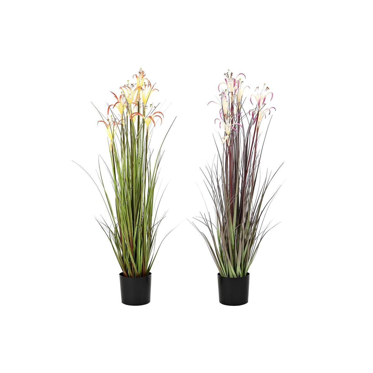 Dekorativ kunstig plante - liljer i potte, orange/bourgogne, metal & PVC, 2 stk. (25 × 25 × 88 cm)