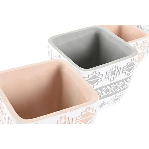 plantekrukker DKD Home Decor Grå Beige Cement Tropisk (2 enheder) (14 x 14 x 13 cm)
