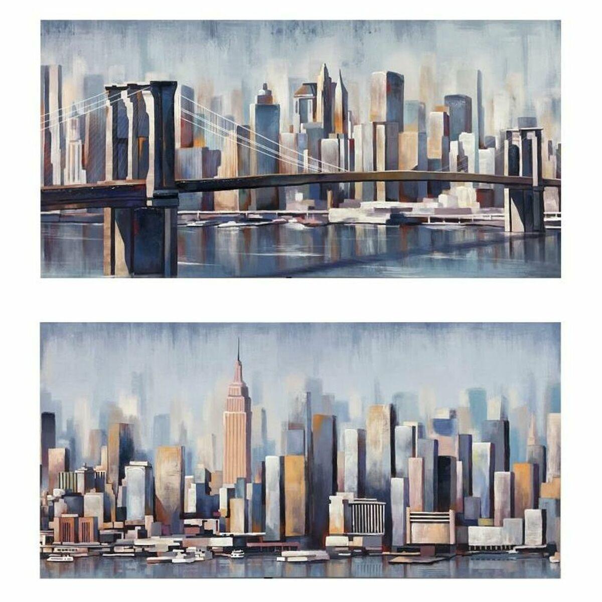 Lærredsmaleri - New York, håndmalet, 120 x 60 cm (2 stk.)