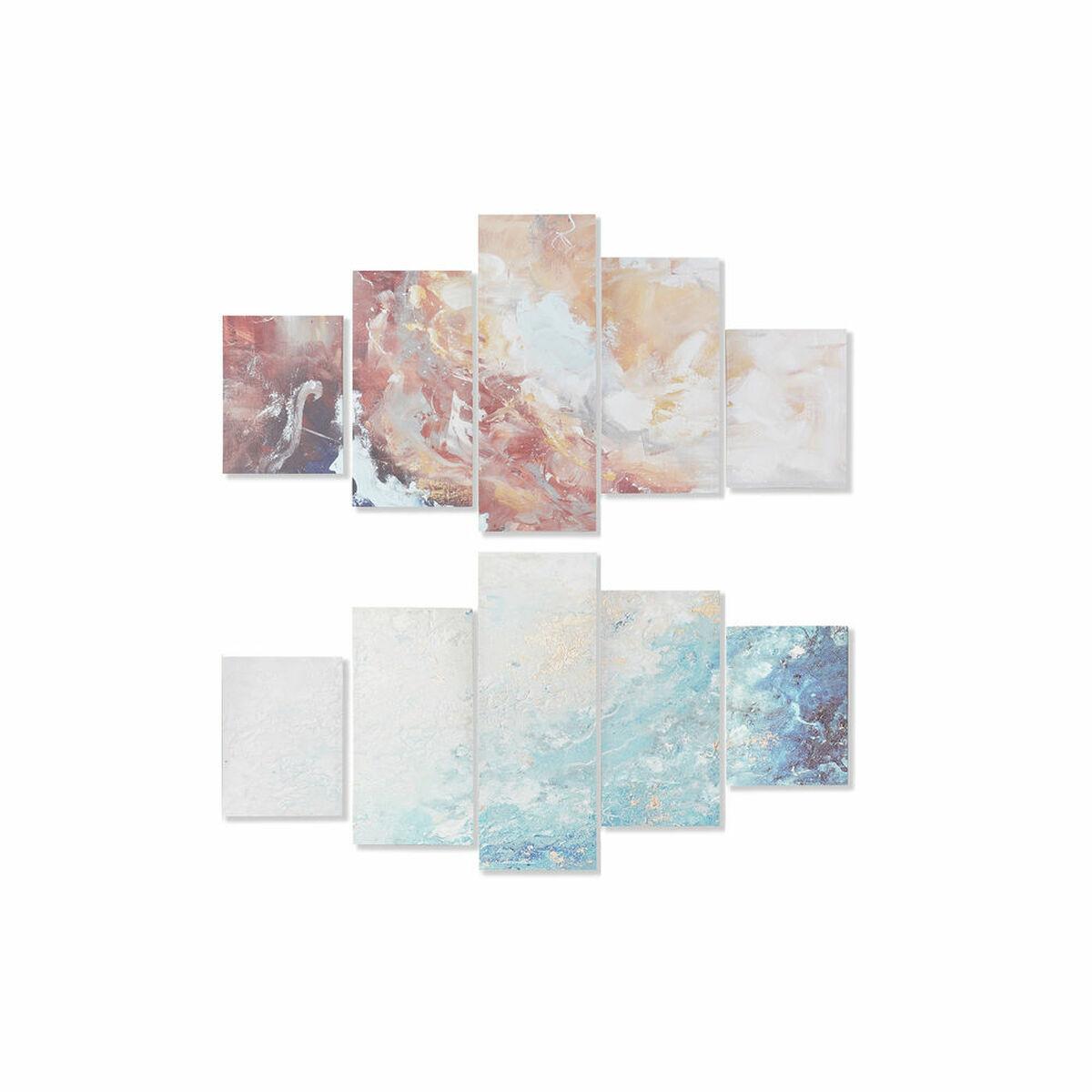 Vægkunst i lærred og fyrretræ - 5 dele, 150 × 2 × 80 cm, moderne design i blå og orange