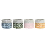 Urtepotte DKD Home Decor Ansigt Blå Pink Cement Grøn Gul (13 x 13 x 11 cm) (4 enheder)