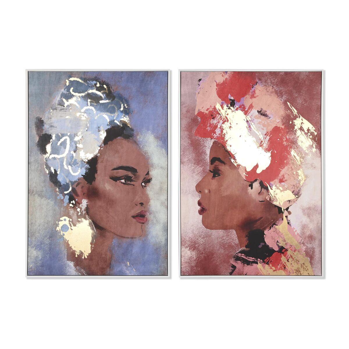 Lærredsmaleri - Kolonistil, Afrikansk kvinde, 83 × 4,5 × 122,5 cm