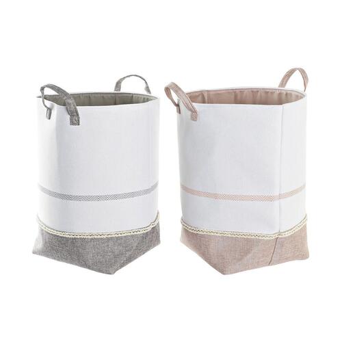 Vasketøjskurv DKD Home Decor Grå Pink Polyester (50 x 30 x 60 cm) (2 enheder)