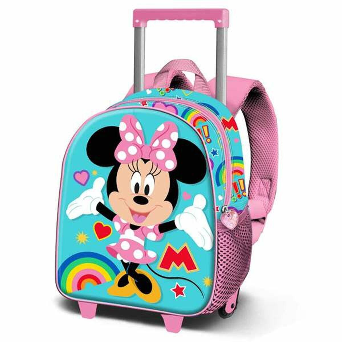 Minnie Mouse skolerygsæk med hjul 3D - Multifarvet (26 × 13 × 34 cm)
