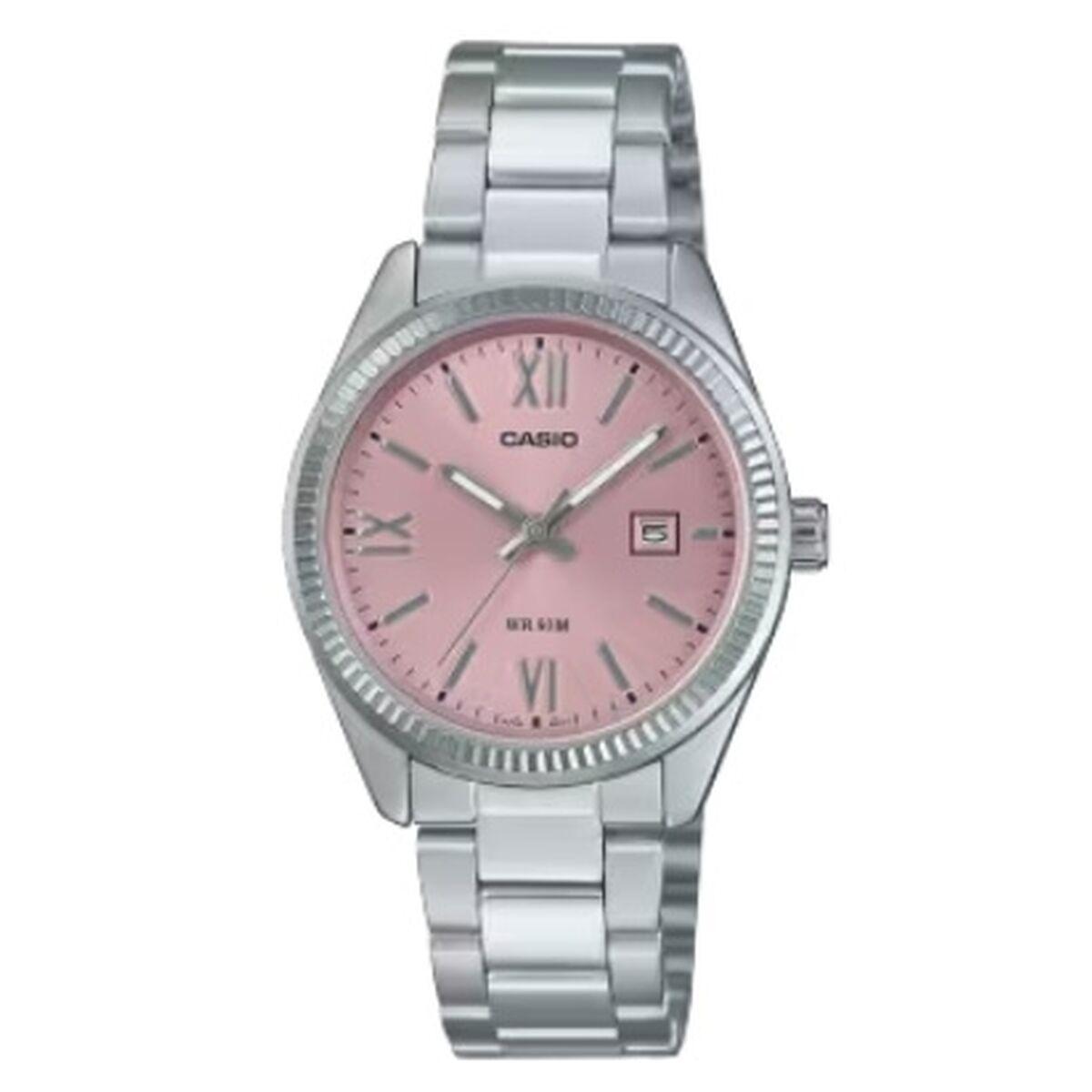 Casio dameur LADY DATE - pink skive, sølv (Ø 30 mm)