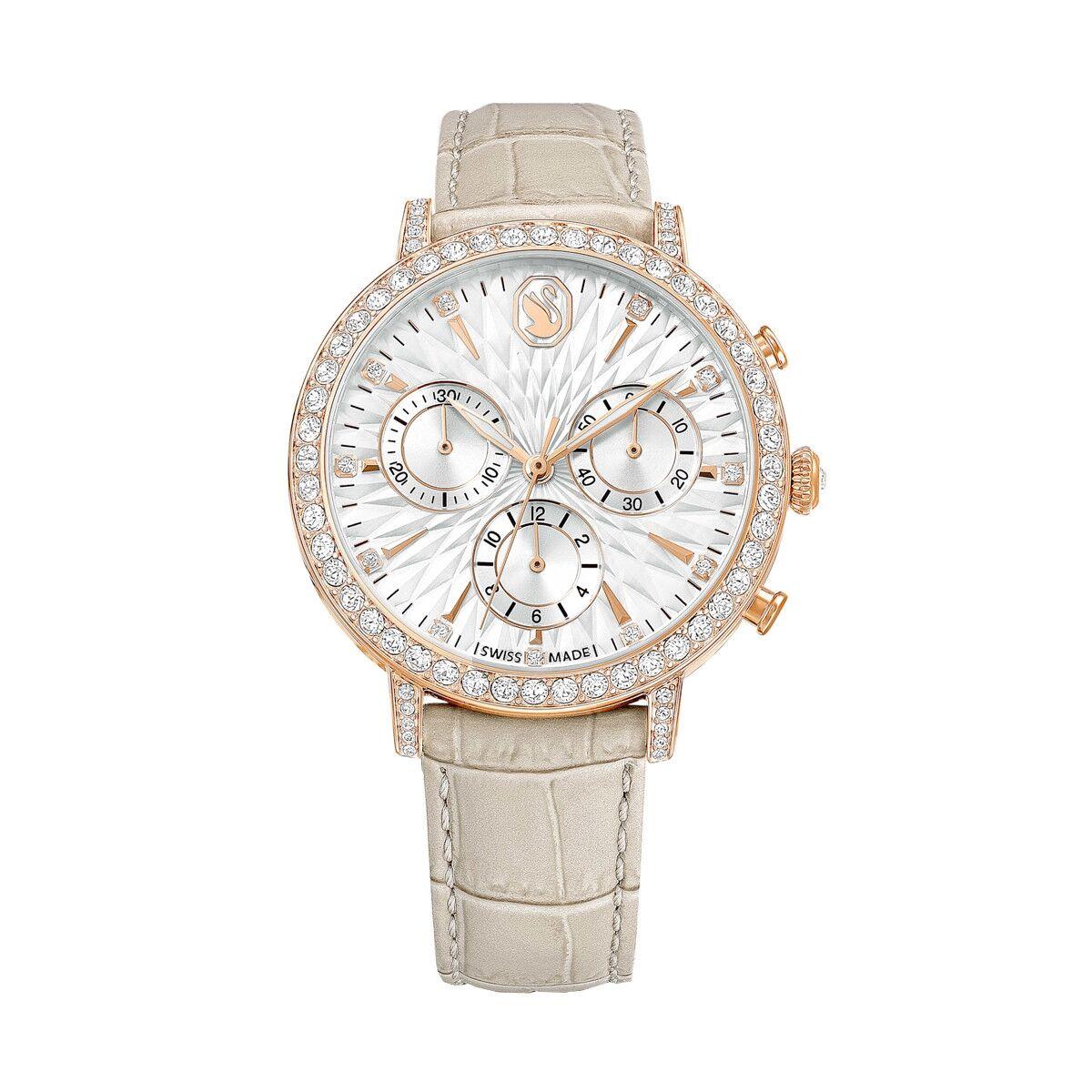 Swarovski dameur 5702849 - kvarts, rustfrit stål, 36 mm, beige rem