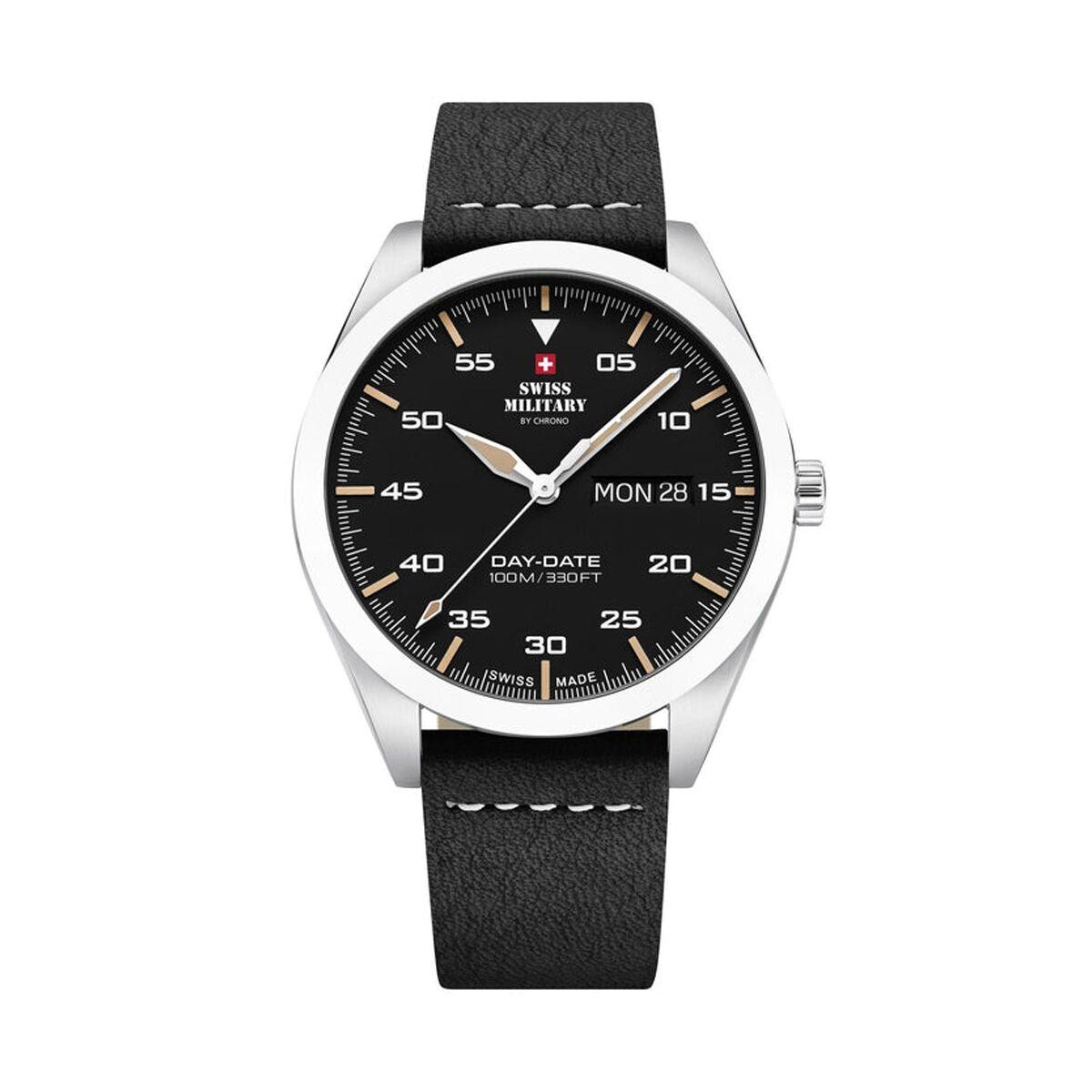 Herreur Swiss Military Chrono SM34087.04 - sort læderrem
