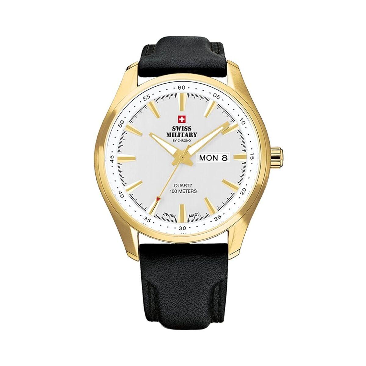 Swiss Military Chrono herreur SM34027.08 - sort rem, guld urkasse