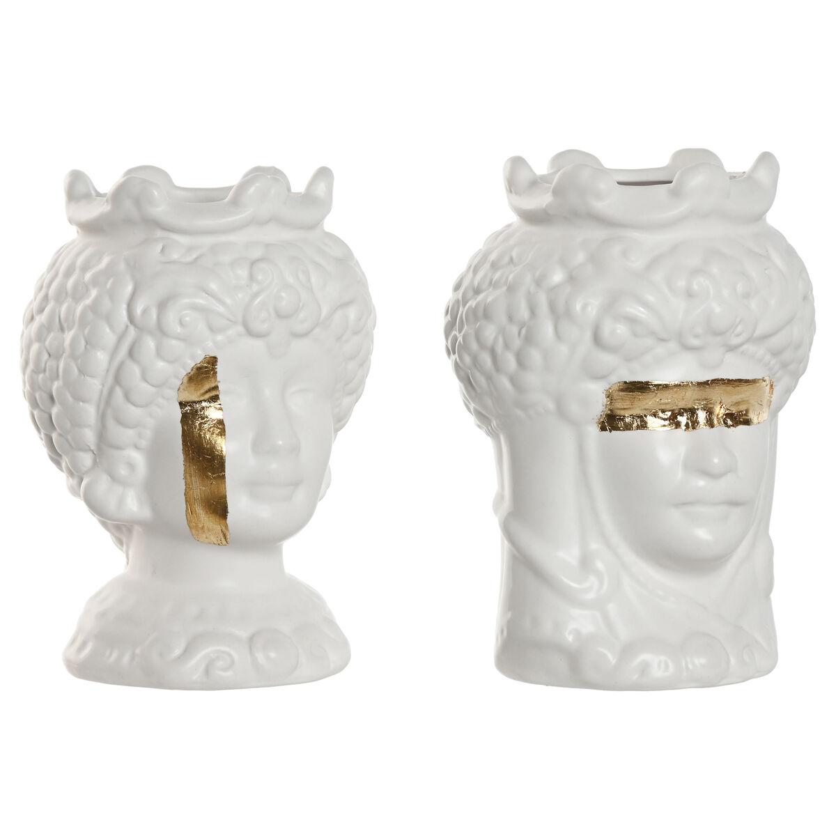 Urtepotter - hvid/guld porcelæn, 10 × 10 × 14 cm (sæt af 2)