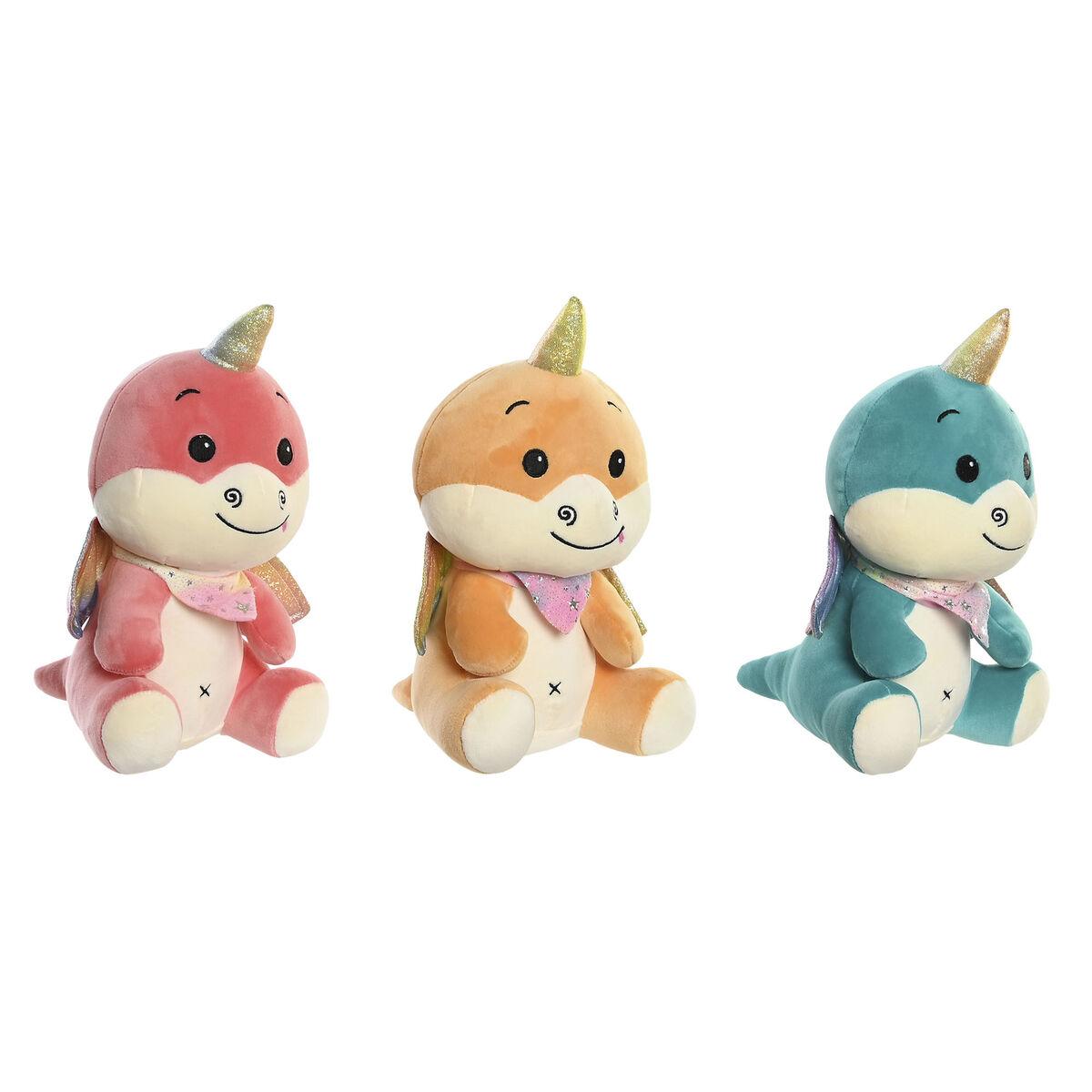 Bamse - sæt med 3 plysdyr, gul/orange/mint, 19 × 20 × 28 cm