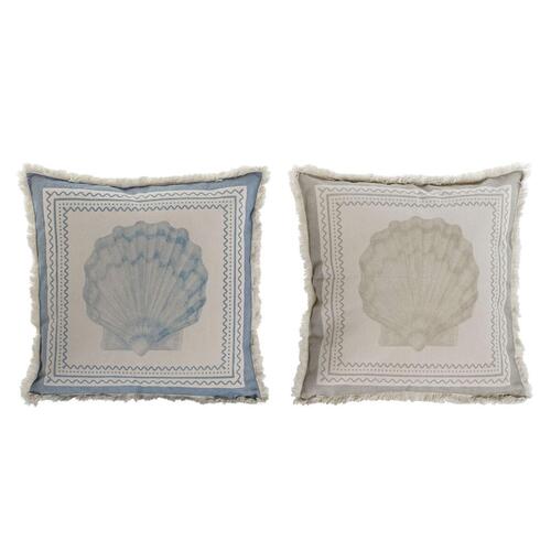 Pude Home ESPRIT Blå Beige 45 x 10 x 45 cm (2 enheder)