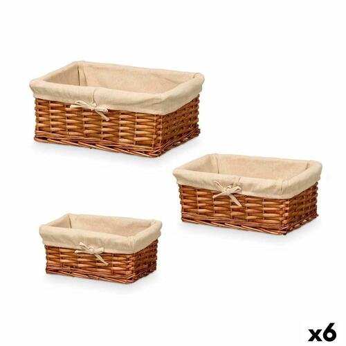 Set med kurve Kipit HX31033S/3 Natur Polyester flet 50 % bomuld 39 x 16,5 x 29 cm (6 enheder)