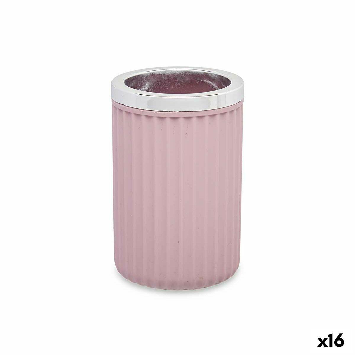 Tandbørsteholder Berilo - pink plast, 7,5 × 11,5 × 7,5 cm (16 stk)
