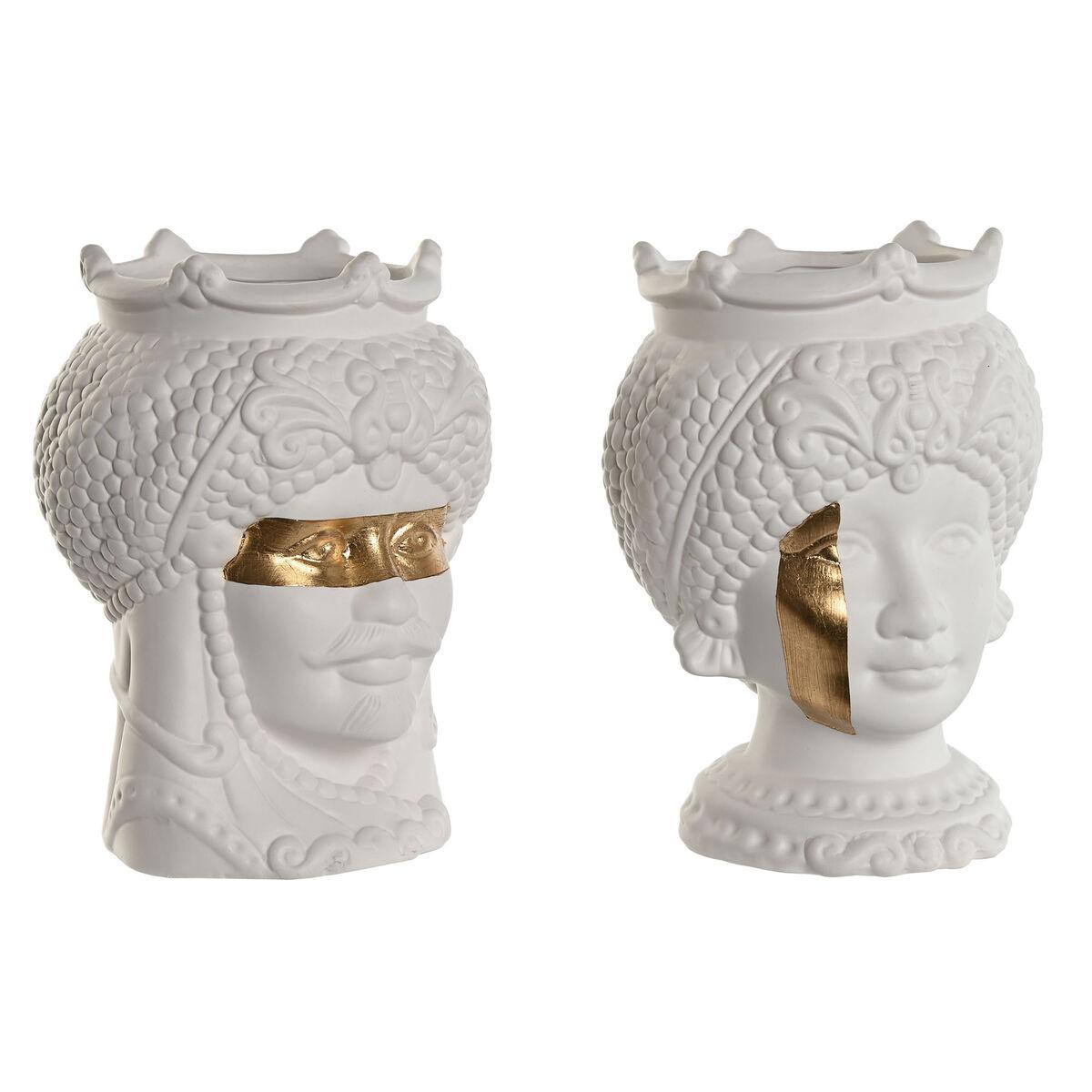 Urtepotter - hvid/gylden porcelæn, 15 × 15 × 26,5 cm (sæt á 2)