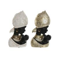 Dekorativ figur Home ESPRIT Hvid Sort Gylden Afrikansk kvinde 15 x 9 x 25 cm (2 enheder)