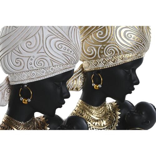 Dekorativ figur Home ESPRIT Hvid Sort Gylden Afrikansk kvinde 15 x 9 x 25 cm (2 enheder)
