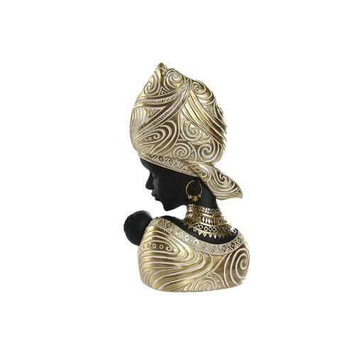 Dekorativ figur Home ESPRIT Hvid Sort Gylden Afrikansk kvinde 15 x 9 x 25 cm (2 enheder)